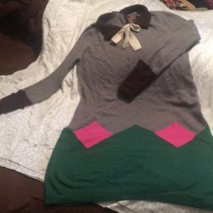 Orla Kiely 2 color-block 10% cashmere sweater dres